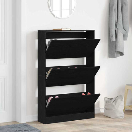 Sko skab 80 x 21 x 125,5 cm Konstrueret træ Sort eg