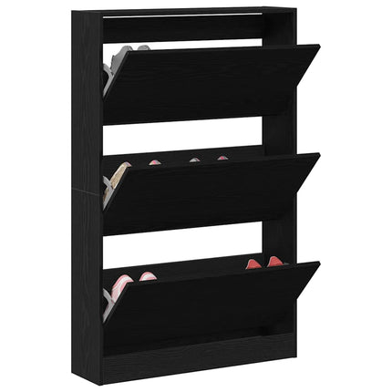 Sko skab 80 x 21 x 125,5 cm Konstrueret træ Sort eg
