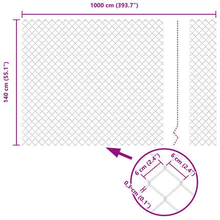 Kædelink indhegning 10 x 1,4 m Stål Grøn