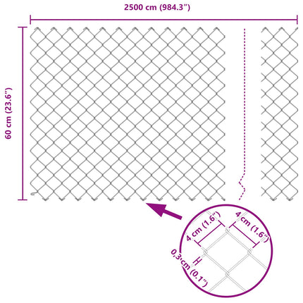 Maschendrahtzaun 25 x 0,6 m Stål Grøn