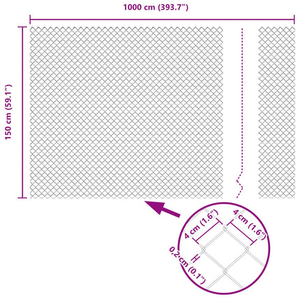 Kædelink indhegning 10 x 1,5 m Galvaniseret stål Sølv
