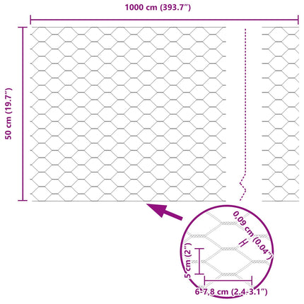 Hexagon Hegn Grøn 0,5 x 10 m PVC