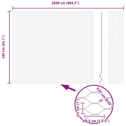 Hexagon Hegn Grøn 1,4 x 25 m PVC