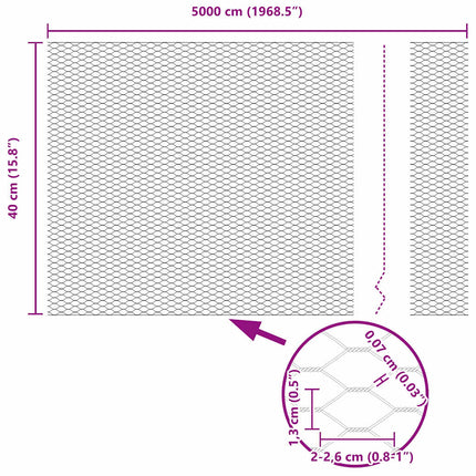 Hexagon Hegn Grøn 0.4 x 50 m Stål