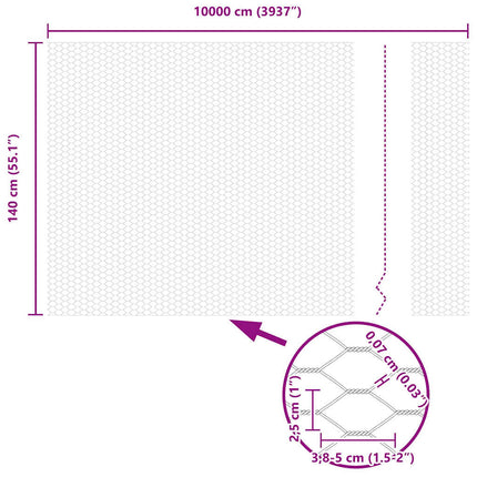 Hexagon Hegn Grøn 1,4 x 100 m PVC