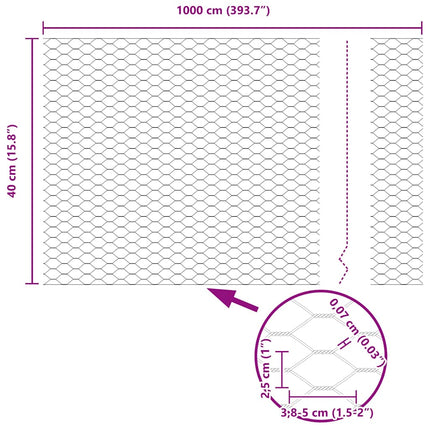 Hexagon Hegn Grå 0,4 x 10 m PVC
