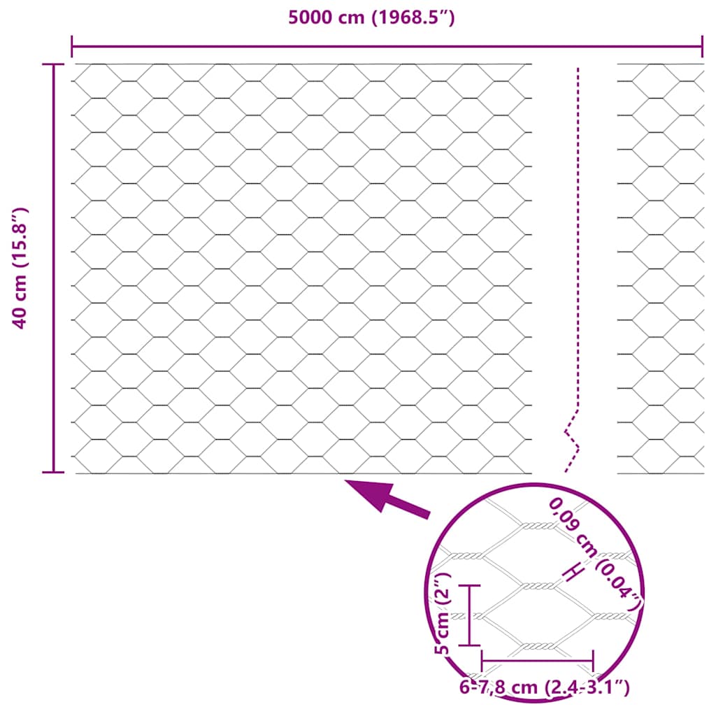 Hexagon Hegn Grå 0,4 x 50 m PVC