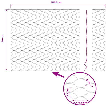 Hexagon Hegn Grå 0,6 x 50 m PVC