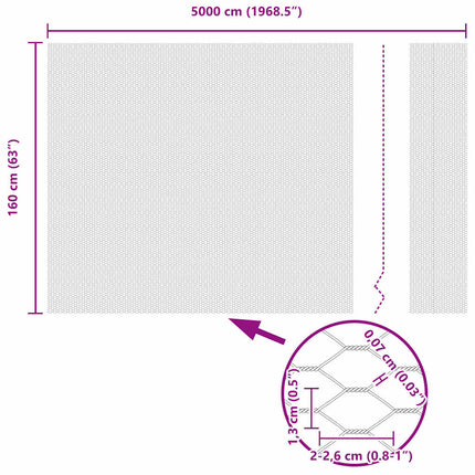 Hexagon Hegn 1,6 x 50 m PVC Grå