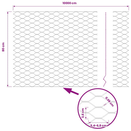 Hexagon Hegn Grå 0,8 x 100 m PVC