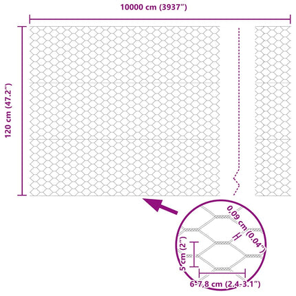 Hexagon Hegn Grå 1,2 x 100 m PVC