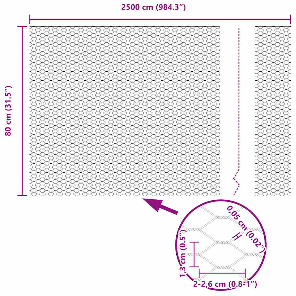 Hexagon Hegn Sølv 0,8 x 25 m Galvaniseret stål