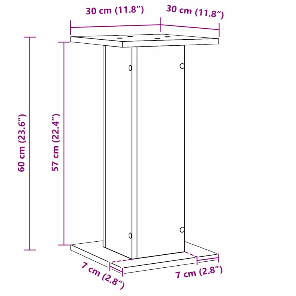Højtaler Stativer med hylde Sort eg Konstrueret træ