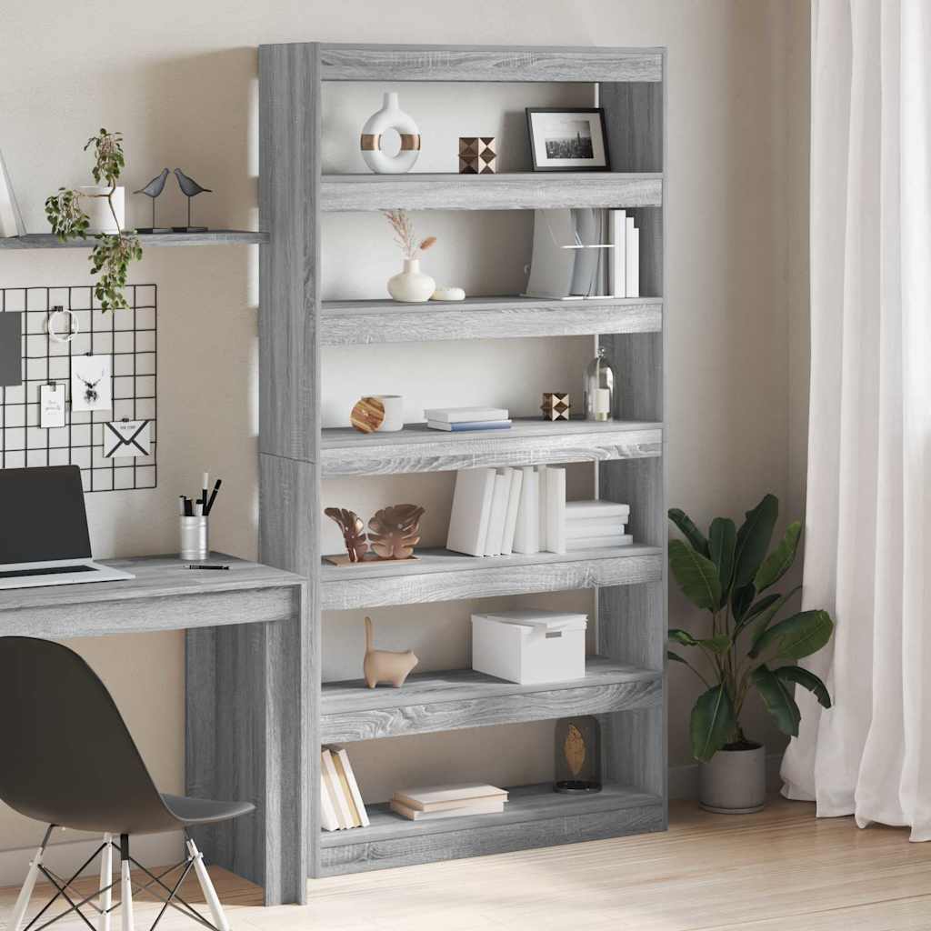 Bogskab Grå Sonoma 100 x 30 x 198 cm Konstrueret træ