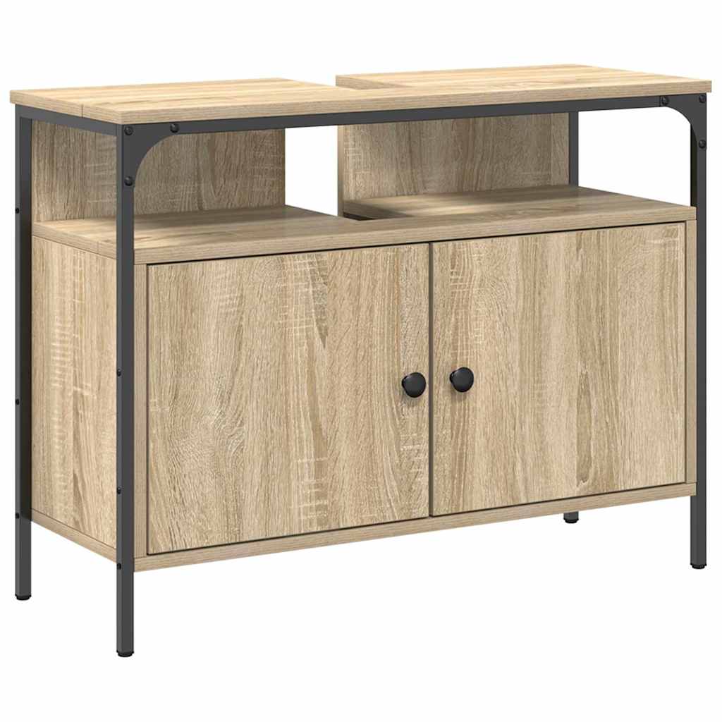 Badeværelsesmøbel sæt med hylde 3 pcs Brun Konstrueret træ