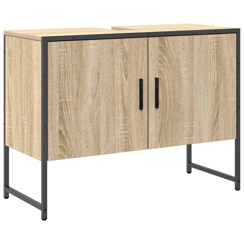 Badeværelsesmøbel sæt med hylde 3 pcs Brun Konstrueret træ