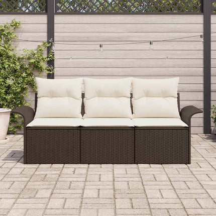 Sofa Sæt 3 stk. 3-Antal sæder Brun og Creme polyrattan