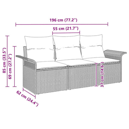 Sofa Sæt med pude 3 pcs Beige og creme polyrattan