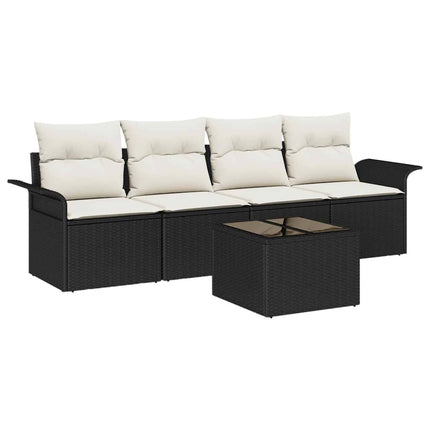 Sofa Sæt 5 stk. Sort polyrattan