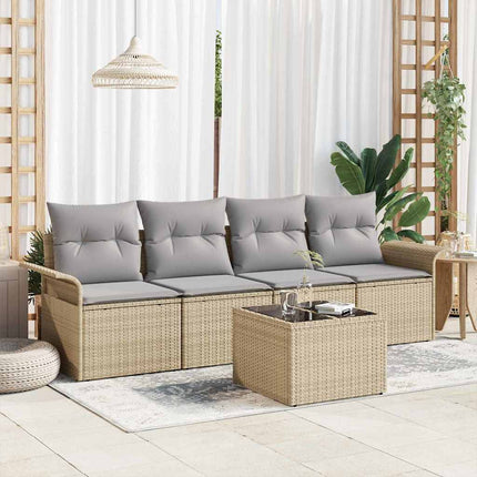 Sofa Sæt 5 stk. Beige polyrattan