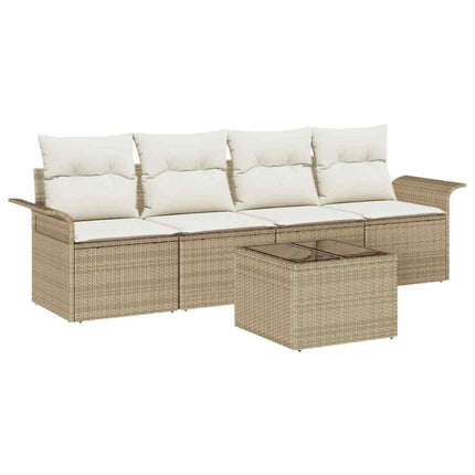 Sofa Sæt med pude 5 pcs Beige polyrattan