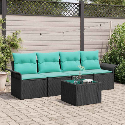 Sofa Sæt 5 stk. Sort polyrattan