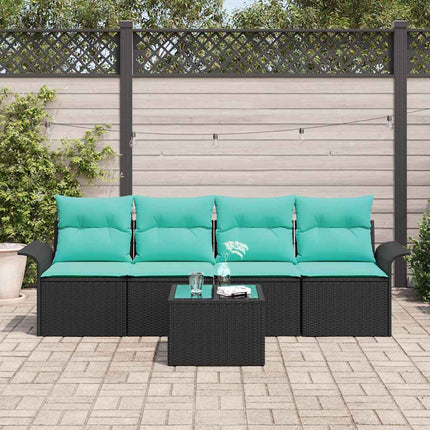 Sofa Sæt 5 stk. Sort polyrattan