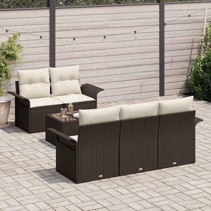 Sofa Sæt med pude 6 pcs Brun polyrattan