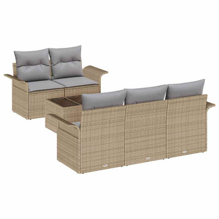 Sofa Sæt med pude 6 pcs Beige polyrattan