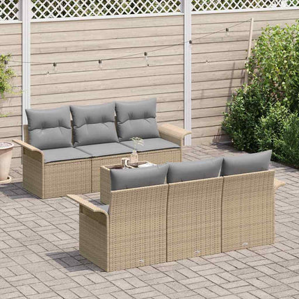 Havesofa Sæt 7 stk. Beige polyrattan