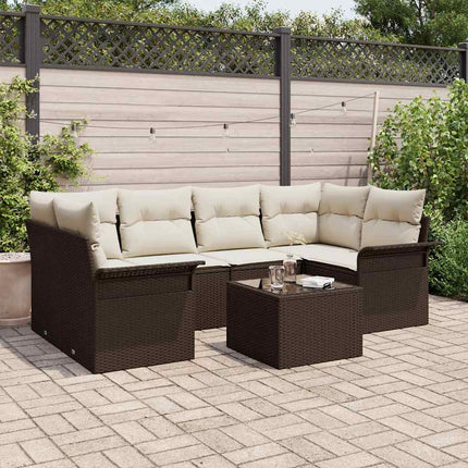 Havesofa Sæt 7 stk. Brun polyrattan