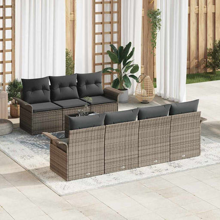 Havesofa Sæt 8 stk. Grå polyrattan