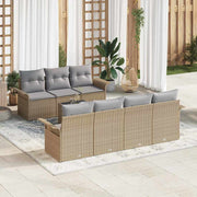 Havesofa Sæt med pude 8 pcs Beige polyrattan