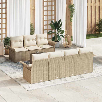 Havesofa Sæt 8 stk. Beige polyrattan