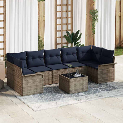 Havesofa Sæt 8 pcs Grå polyrattan