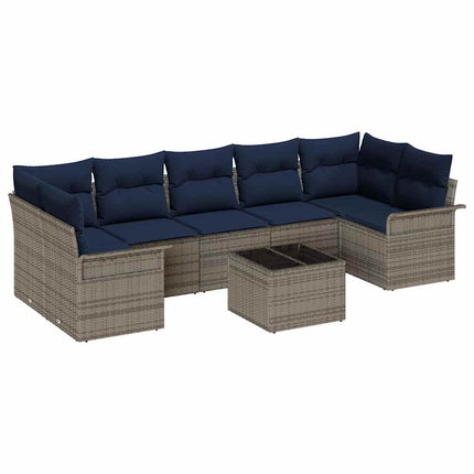 Havesofa Sæt 8 pcs Grå polyrattan