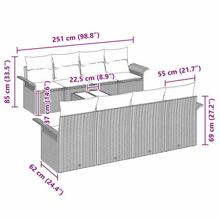 Havesofa Sæt 9 pcs Sort Poly rattan