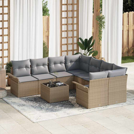 Havesofa Sæt 9 stk. Beige polyrattan