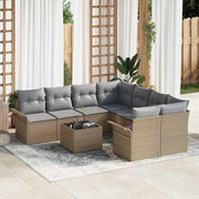 Havesofa Sæt 9 pcs Beige Poly rattan