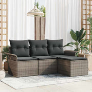 Sofa Sæt med pude 4 pcs Grå polyrattan