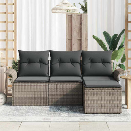 Sofa Sæt 4 stk. 4-Antal sæder Grå polyrattan