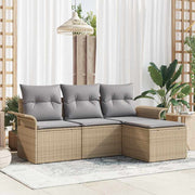 Sofa Sæt med pude 4 pcs Beige polyrattan
