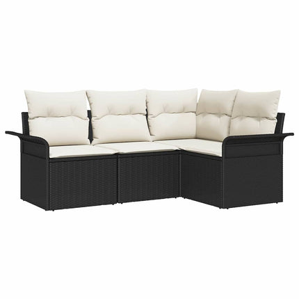 Havesofa Sæt 4 stk. Sort polyrattan