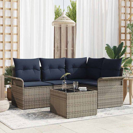 Havesofa Sæt 5 stk. Grå polyrattan