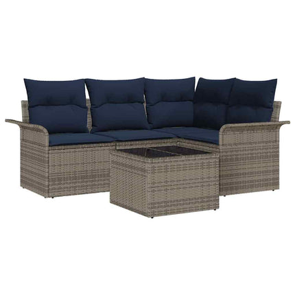 Havesofa Sæt 5 stk. Grå polyrattan