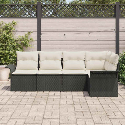 Havesofa Sæt 5 stk. Sort polyrattan