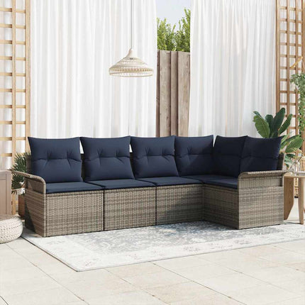 Havesofa Sæt 5 stk. Grå polyrattan