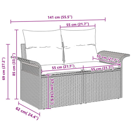 Havesofa Sæt 5 stk. Grå polyrattan