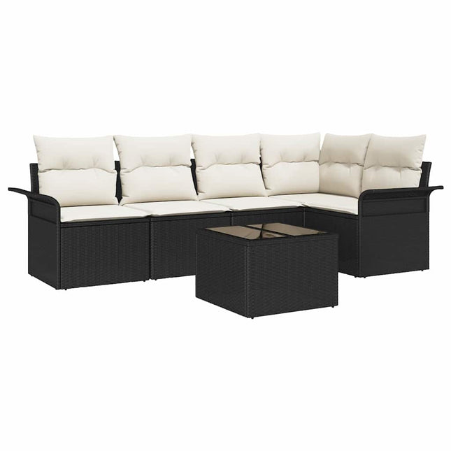 Havesofa Sæt 6 stk. Sort polyrattan