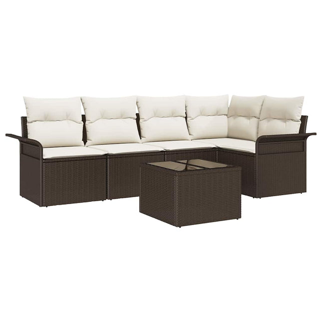 Havesofa Sæt med pude 6 pcs polyrattan